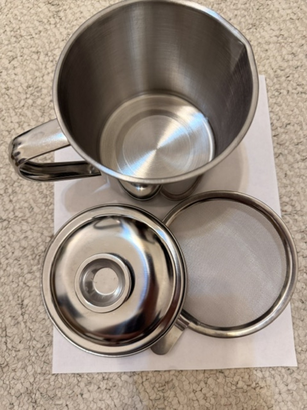 Kitchen Cooking Oil and Bacon aspirator and Keeper is a set of three stainless